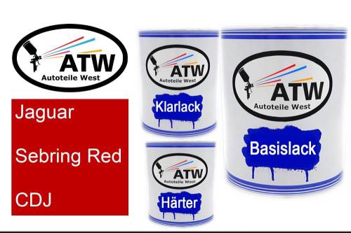 Jaguar, Sebring Red, CDJ: 1L Lackdose + 1L Klarlack + 500ml Härter - Set, von ATW Autoteile West.